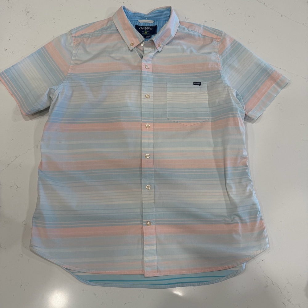 Chubbies Multicolor Striped Button Down Shirt Lar… - image 1